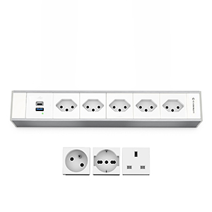 Modulträger 6-fach 5xStrom, USB INT