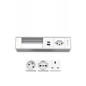 Modulträger 4-fach 1xStrom 1xUSB INT